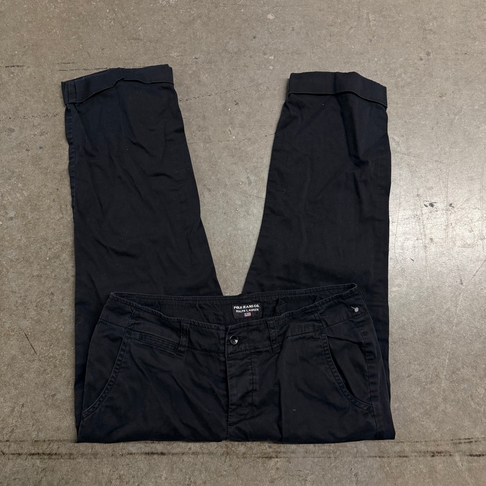 Polo Jeans‎ Co Ralph Lauren Womens Black Chino Pants Cuffed Hem Size 6 Stretch